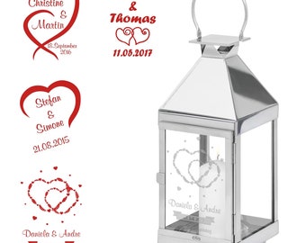 Lantern heart with personal engraving - different designs and sizes