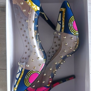 Charlotte PVC Stiletto Heels/Ankara shoes/African wax shoes/stiletto heels/print shoes/high heels/classy shoes image 2