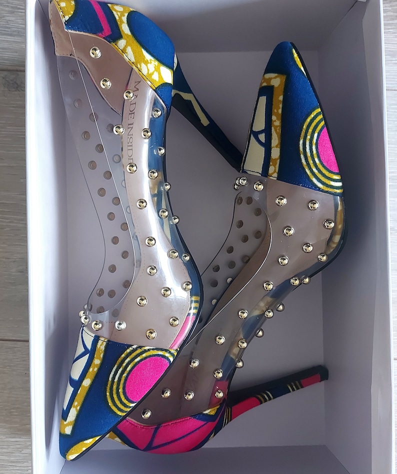 Charlotte PVC Stiletto Heels/Ankara shoes/African wax shoes/stiletto heels/print shoes/high heels/classy shoes image 2