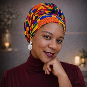 Bandeau imprimé africain : foulard Ankara, élastique pour cheveux naturels