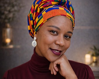 African Print Headwrap: Ankara Headscarf, Natural Hair Tie
