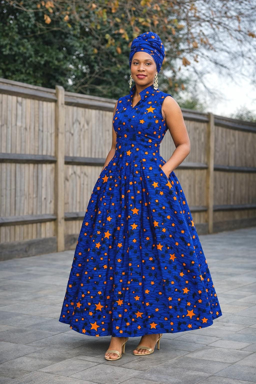 blue dress for baby girl Curvy Ankara Maxi Dress - Plus Size Fashion main image 1