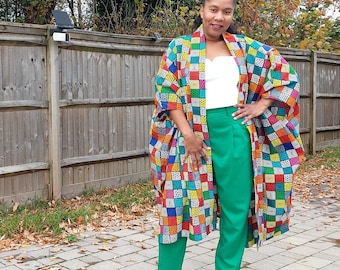 Bolama Multicolour: African Print Ankara Kimono, African clothing for women