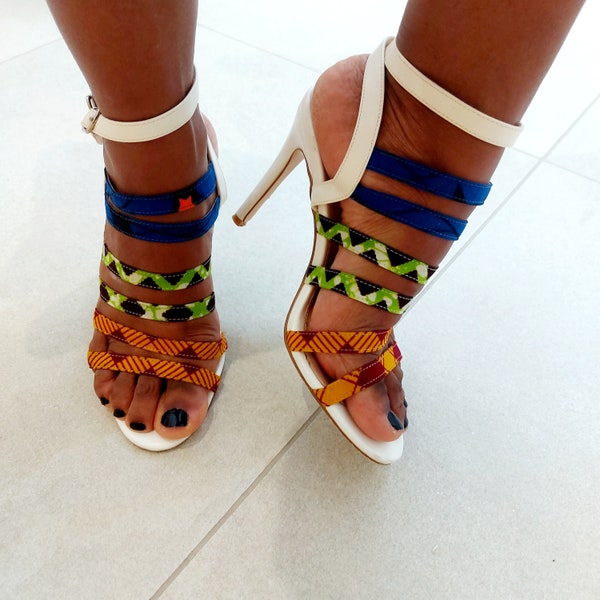Lola Strappy Heels/high heels/sandals/ankara shoes/print shoes/events sandals/wedding shoes/stilettoes/print shoes/party shoes
