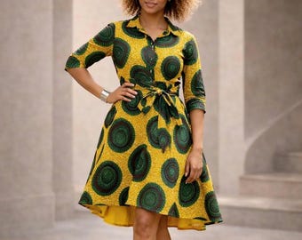 Ankara Tunic Dress: African Print Cotton Autumn Wear