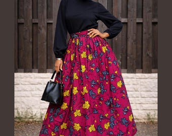 Annabelle Maxi Skirt: African Print Cotton Ankara Skirt