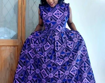 Robe longue Lily/robe africaine/robe ankara/robe wax/robe de mariée/robe de soirée/robe à fleurs/noël/cadeaux/événements