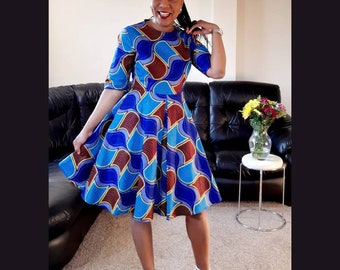 Bleu Lulu/robe ankara/robe africaine pour femme/robe d'église/robe imprimée africaine/robe africaine tendance/belles tenues de mode africaines/