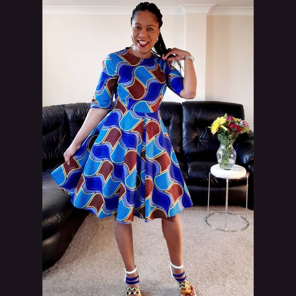 Bleu Lulu/robe ankara/robe africaine pour femme/robe d'église/robe imprimée africaine/robe africaine tendance/belles tenues de mode africaines/