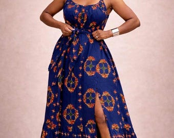 Zaria Ankara Maxi Dress – Elegant African Print Gown