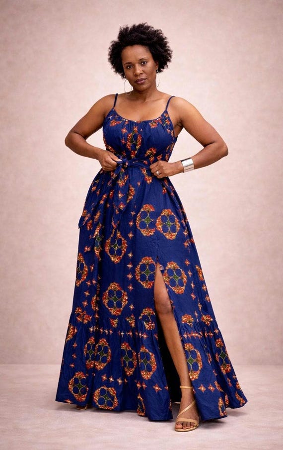 chinese dress ladies Ankara Maxi Dress with Pockets for Curvy bodies main image 1