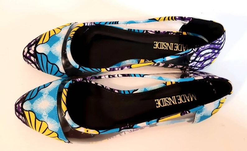 Sabrina African prints shoes Ankara shoes pumps shoes autumn shoes sandals blue shoes winter shoes loafers ballet flat PVC flat image 1