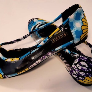 Sabrina African prints shoes Ankara shoes pumps shoes autumn shoes sandals blue shoes winter shoes loafers ballet flat PVC flat image 2