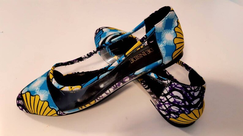 Sabrina African prints shoes Ankara shoes pumps shoes autumn shoes sandals blue shoes winter shoes loafers ballet flat PVC flat image 2