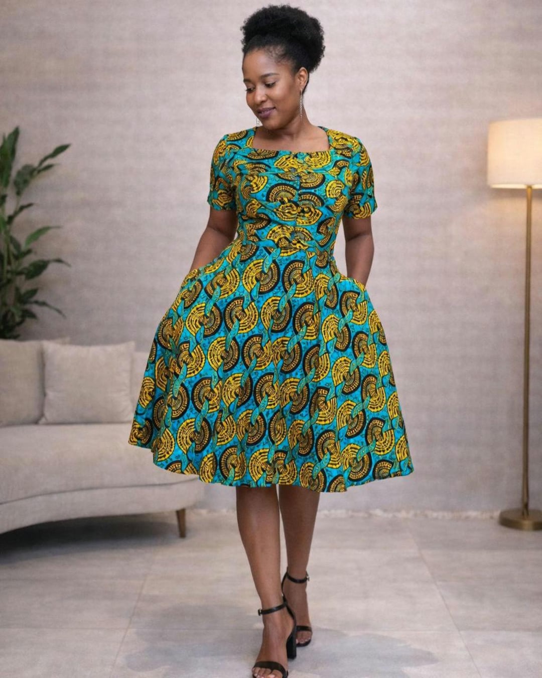 green emerald velvet dress African Dress In Lime Green Dashiki