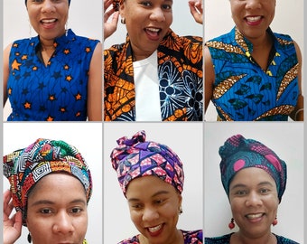 African Headwrap, African Print Headwrap, Natural Hair Accessories, Hair Wraps, Red Ankara Headscarf, Head Ties, African Headband
