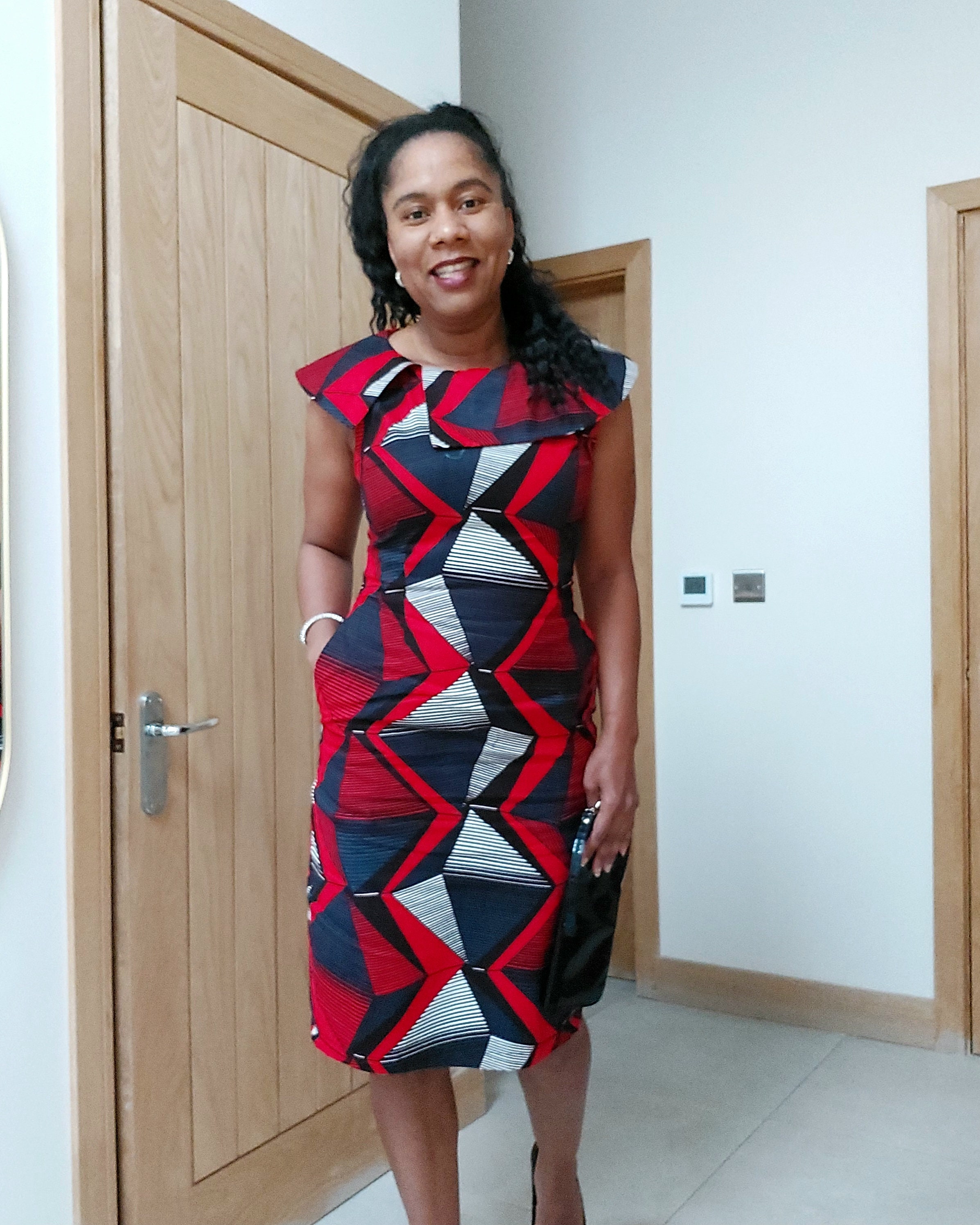 スーツ・フォーマル・ドレス L'or Cape collar Dress Cape Collar Midi Dress/red Dress/formal Dress/office Dress