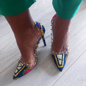 Charlotte PVC Stiletto Heels/Ankara shoes/African wax shoes/stiletto heels/print shoes/high heels/classy shoes image 3