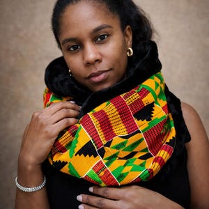 Handmade Ankara Infinity Scarf: African Print Fleece Snood