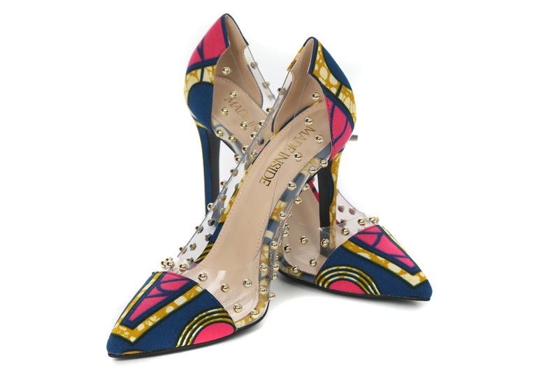Charlotte PVC Stiletto Heels/Ankara shoes/African wax shoes/stiletto heels/print shoes/high heels/classy shoes image 5