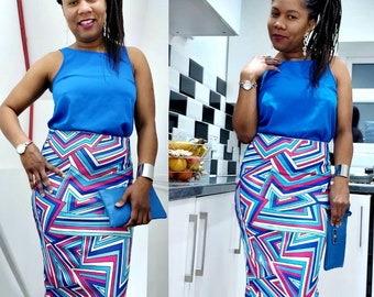 Bela Pencil Skirt, elastic Pencil skirt, print skirt, colour skirt, office skirt, work skirt.