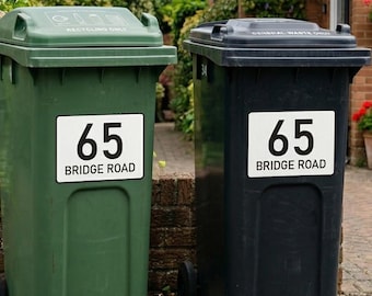 Custom Wheelie Bin Sticker | House Number & Address Vinyl Bin Numbers | Personalised New Home Gift