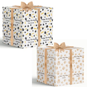 HTL Paw Printed Pet Dog Cat Brown Kraft Paper Gift Wrap, Continuous  Wrapping Paper Rolls, (2 Count) 