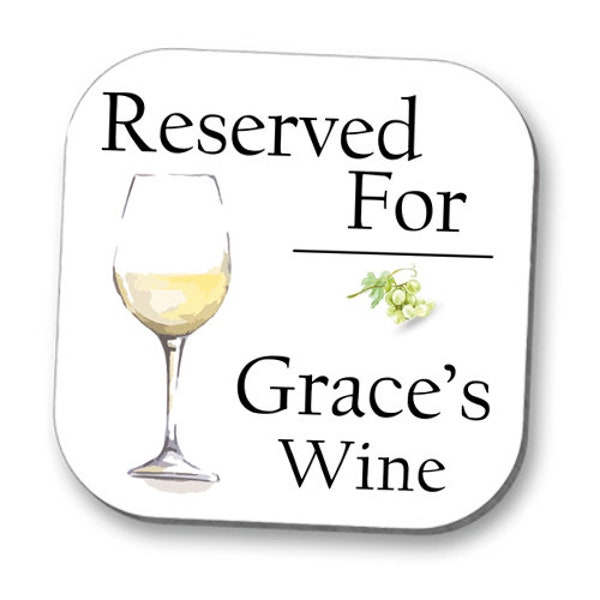 Personalised White Wine Drinks Coaster - High Gloss Finish 10cm x 10cm