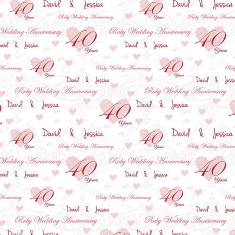 Personalised Ruby Wedding Anniversary Wrapping Paper 40 | Etsy