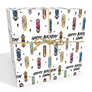 Skateboard Vivid Personalised Birthday Wrapping Paper 24 x 32in/610 x 810mm