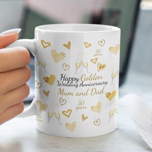 50 Years Golden Wedding Anniversary Personalised Glossy Mug