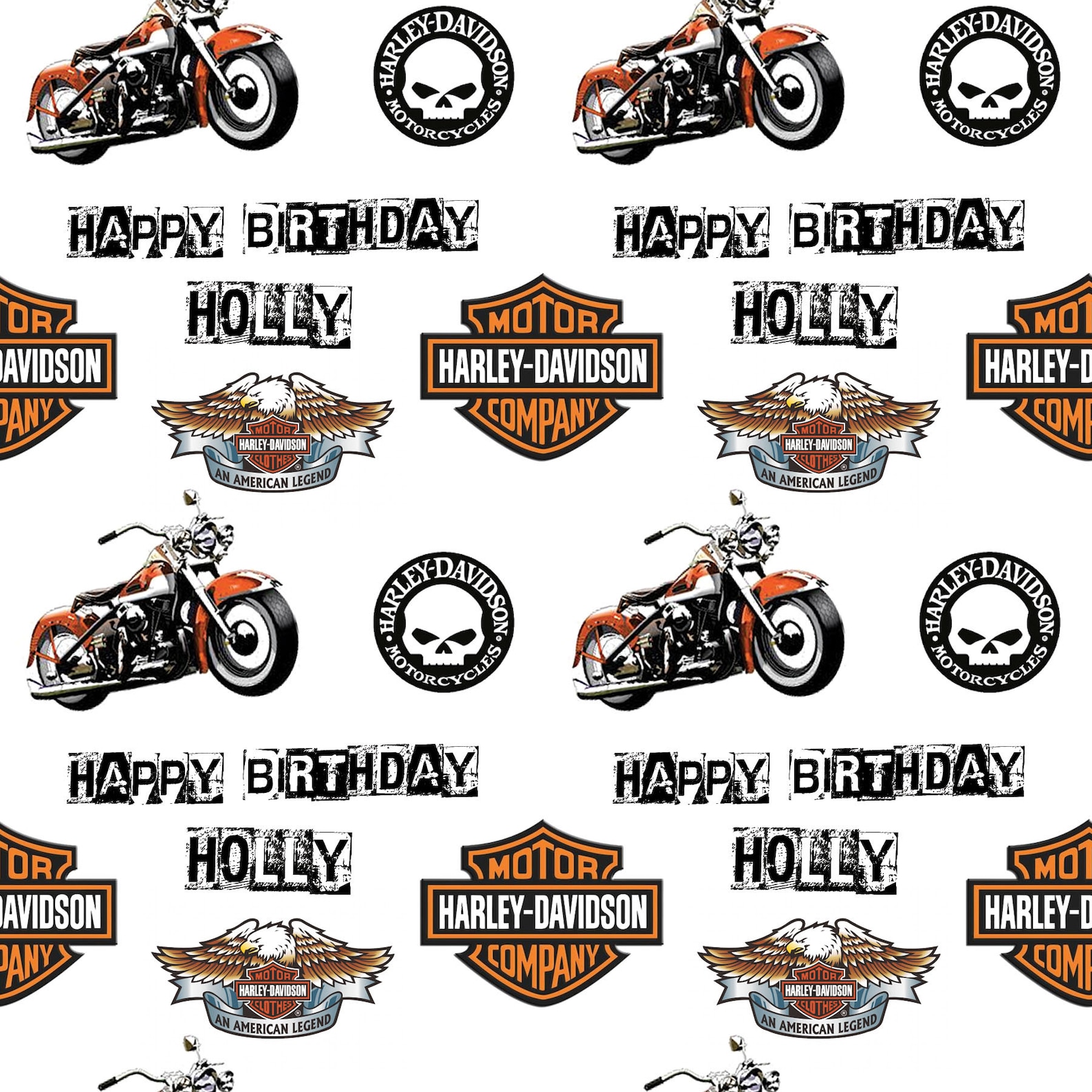 Harley Davidson Motorbike Personalised Birthday Wrapping Paper | Etsy