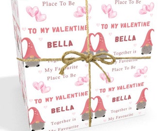 Personalised Gnomes Valentines Anniversary Wrapping Paper - Large Sheet 24 x 32in/610 x 810mm