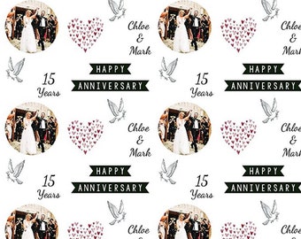 Wedding Anniversary Photo Personalised Wrapping Paper - Large Sheet 24 x 32in/610 x 810mm