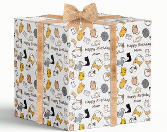 Cats Birthday Personalised Gift Wrap - Large Sheet 24 x 32in/610 x 810mm