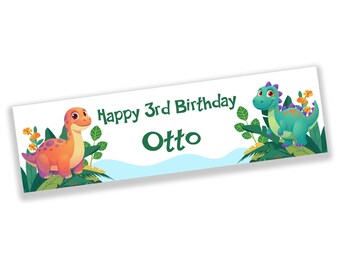 Kids Dinosaur Birthday Banner - Gloss Finish - Large 60'' x 17''