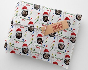 Darts Fan Personalised Christmas Wrapping Paper (Recyclable) - Large Sheet 24 x 32in/610 x 810mm