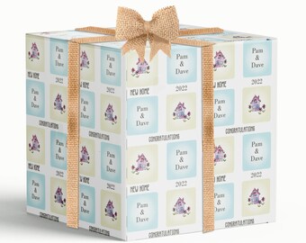 Nuevo Hogar 2021 (Inauguración de la casa) Papel de regalo personalizado 24 x 32 pulgadas/610 x 810 mm