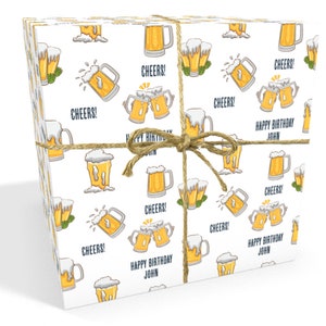 Personalised Beer/Lager Birthday Wrapping Paper (Recyclable) 24 x 32in/610 x 810mm