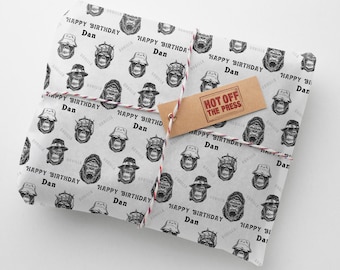 Papel de regalo de cumpleaños personalizado Gorilla (reciclable) 24 x 32 pulgadas/610 x 810 mm