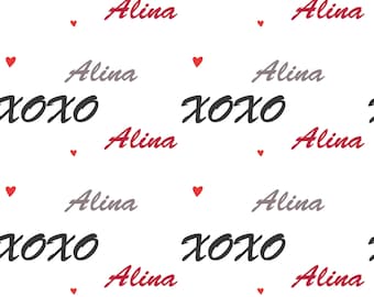 Personalised XOXO Love Wrapping Paper 24 x 32in/610 x 810mm LARGE SHEET