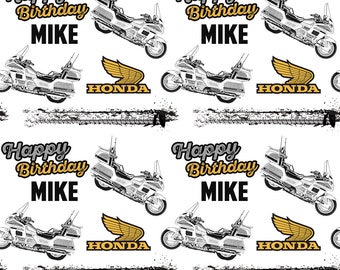 Papel de regalo de cumpleaños personalizado con diseño de motociclista y bicicleta, 24 x 32 pulgadas/610 x 810 mm