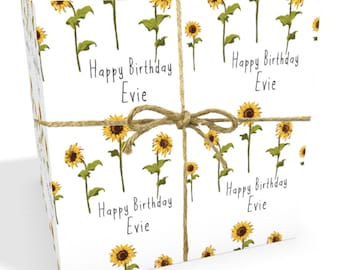 Personalised Sunflowers Birthday Wrapping Paper (Recyclable) 24 x 32in/610 x 810mm