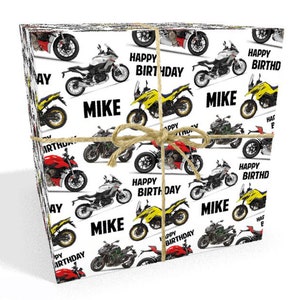 Motorbike Personalised Birthday Wrapping Paper (Recyclable) 24 x 32in/610 x 810mm - Large Sheet