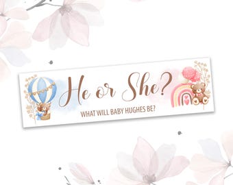 Gender Reveal Party Banner - Gloss Finish - Large 60'' x 17'' Baby Shower, Baby Homecoming, Gender Reveal Party