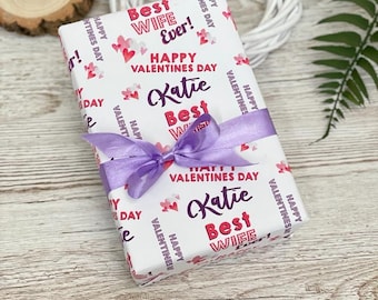 Personalised Best Wife Valentines Wrapping Paper 24 x 32in/610 x 810mm