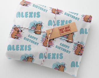 Capybara Personalised Birthday Wrapping Paper - Large Sheet 24 x 32in/610 x 810mm