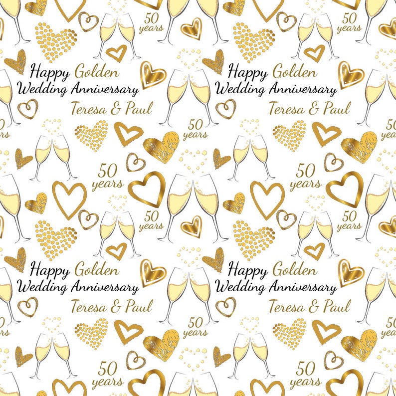 Personalised Golden Wedding Anniversary Wrapping Paper 50 Etsy UK