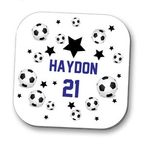 Personalised Football Fan Footballer Coaster  -High Gloss Finish - Add a Name and Number