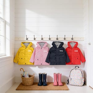 Personalised Raincoat Mack | Pvc Shell, Cotton Lining, Hooded Nursery Wear | 6/12M-3/4Y